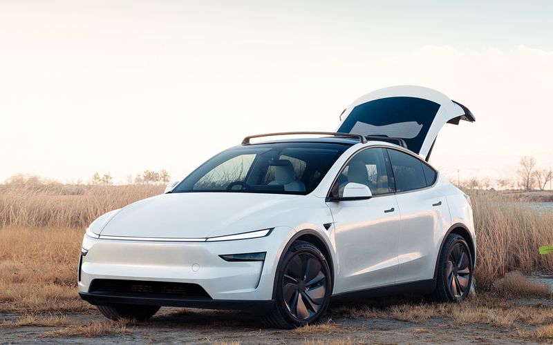 New Tesla Model Y with boot lid up